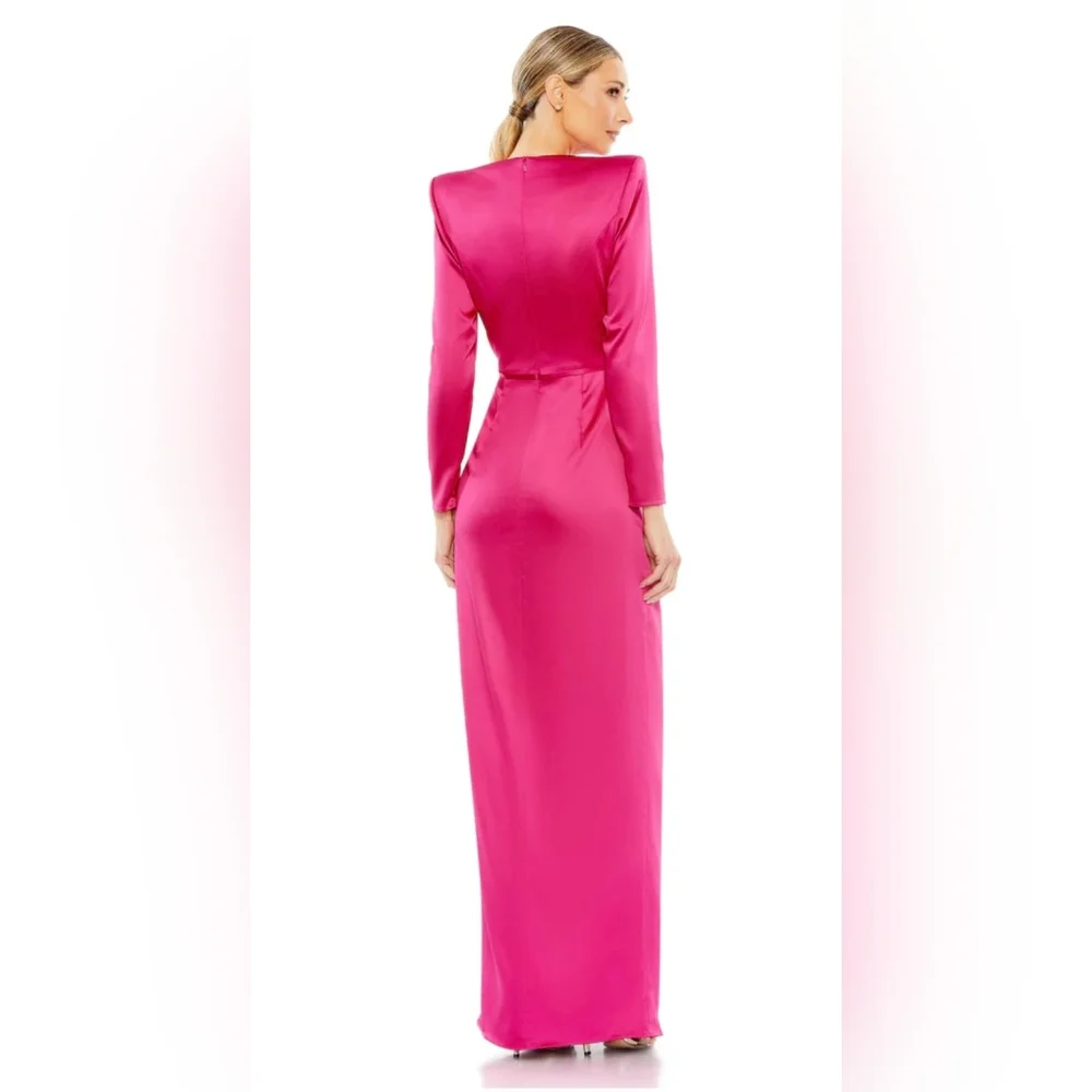 IEENA Mac Duggal Long Sleeve Structured Bow Draped Gown 8 - Picture 3 of 4